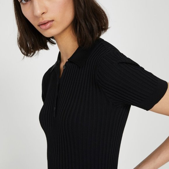 Frank & Oak Tops - Frank and Oak Short Sleeve Sweater Polo Black L